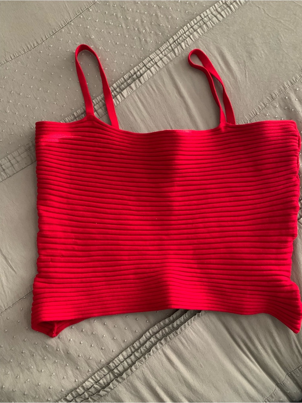 Moda International Red Ribbed Spaghetti Strap Crop Top
